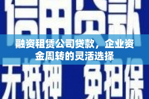 阜宁融资租赁公司贷款，企业资金周转的灵活选择