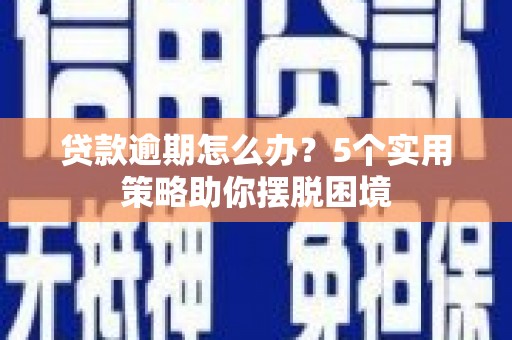 阜宁贷款逾期怎么办？5个实用策略助你摆脱困境