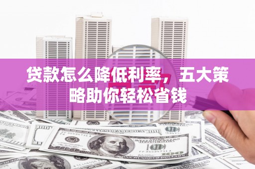 阜宁贷款怎么降低利率，五大策略助你轻松省钱