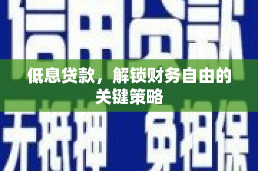 阜宁低息贷款，解锁财务自由的关键策略